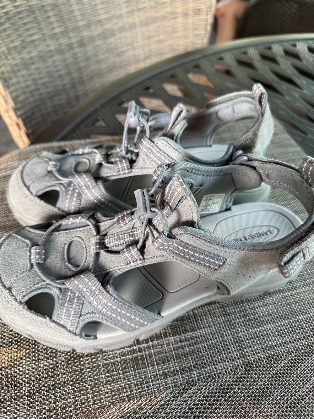 Lands' End Light Gray Outdoor Hook-and-Loop Hiking Sandals